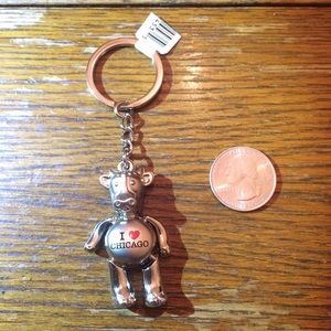 “I Love Chicago” Silver Cow Dangle Keychain